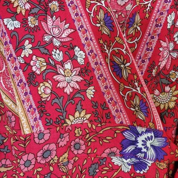 ZESICA Women's Bohemian Floral Printed Wrap V Neck - Picture 2 of 4